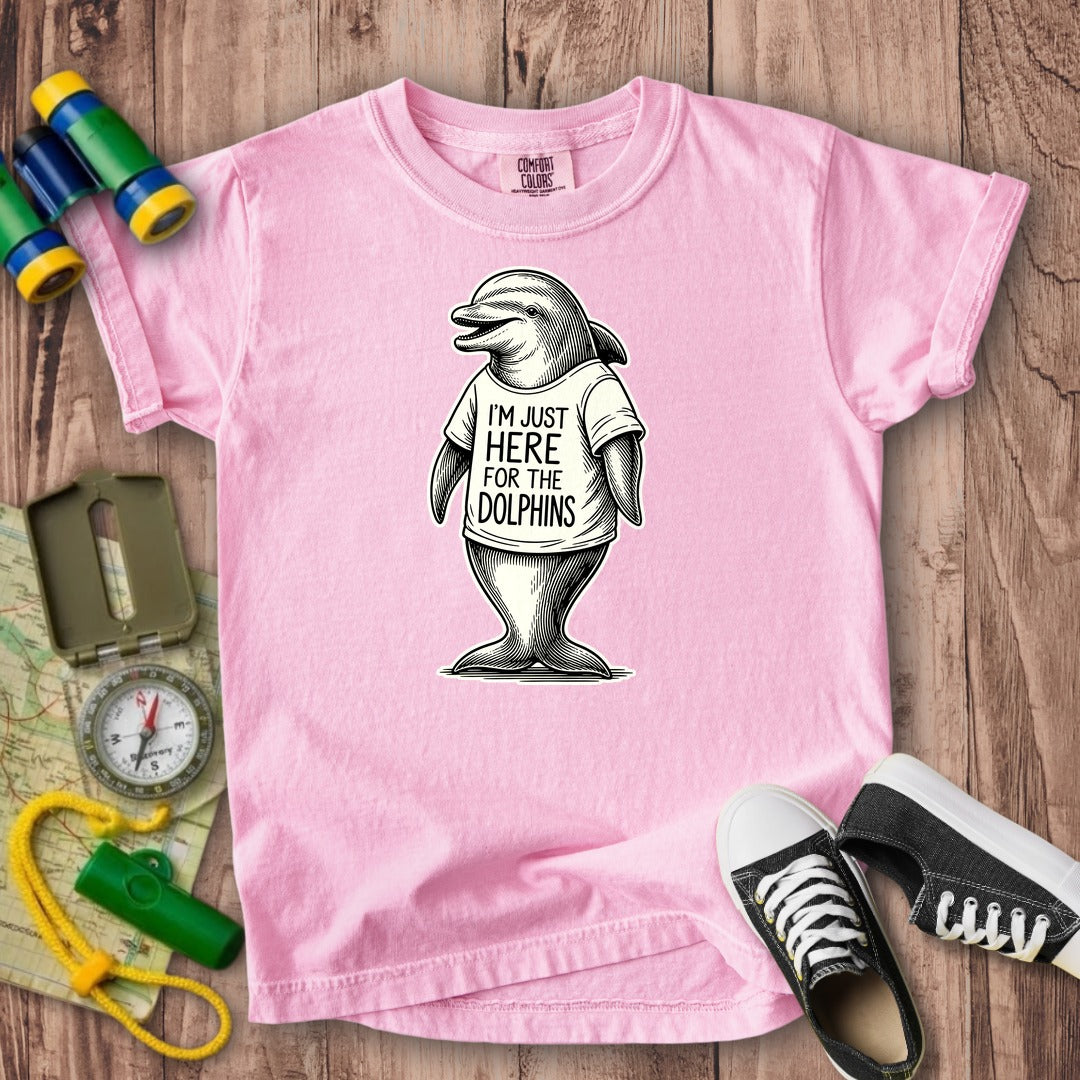 I'm Just Here for the Dolphins Kids Cotton T-Shirt