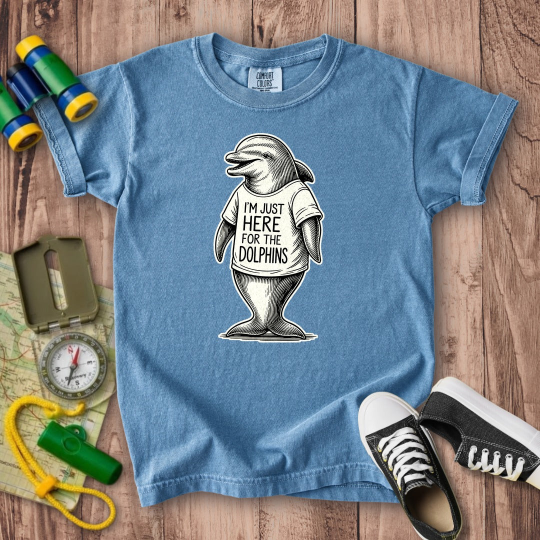 I'm Just Here for the Dolphins Kids Cotton T-Shirt