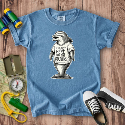 I'm Just Here for the Dolphins Kids Cotton T-Shirt