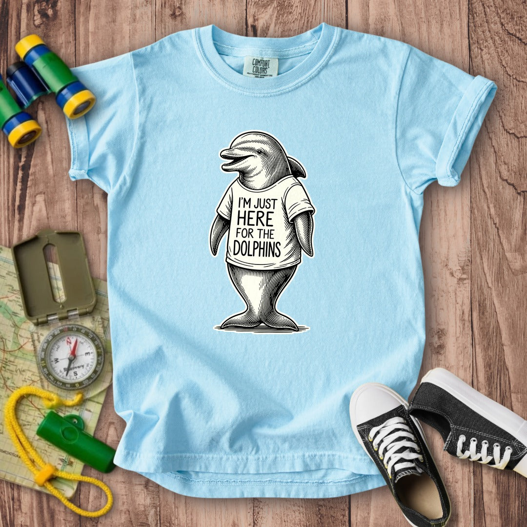 I'm Just Here for the Dolphins Kids Cotton T-Shirt