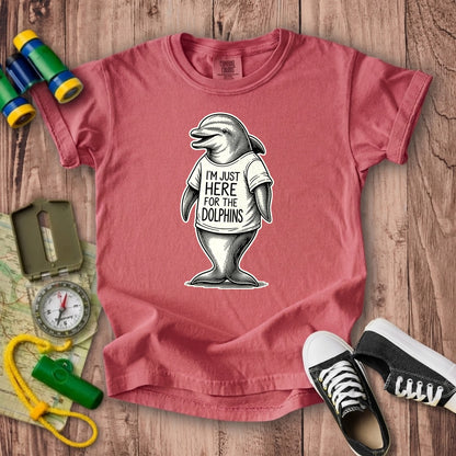 I'm Just Here for the Dolphins Kids Cotton T-Shirt