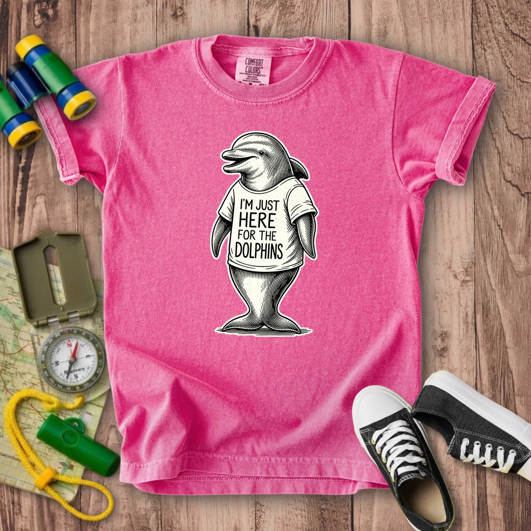 I'm Just Here for the Dolphins Kids Cotton T-Shirt