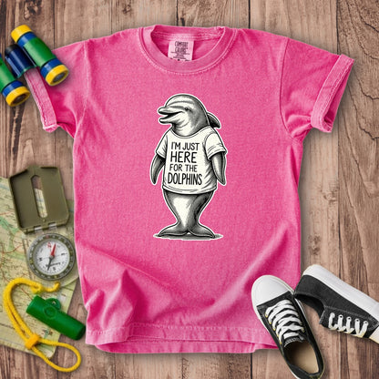 I'm Just Here for the Dolphins Kids Cotton T-Shirt
