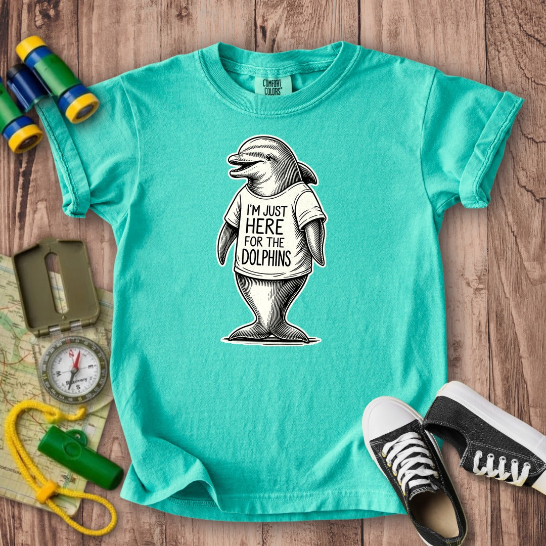I'm Just Here for the Dolphins Kids Cotton T-Shirt