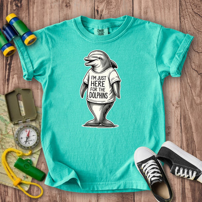 I'm Just Here for the Dolphins Kids Cotton T-Shirt