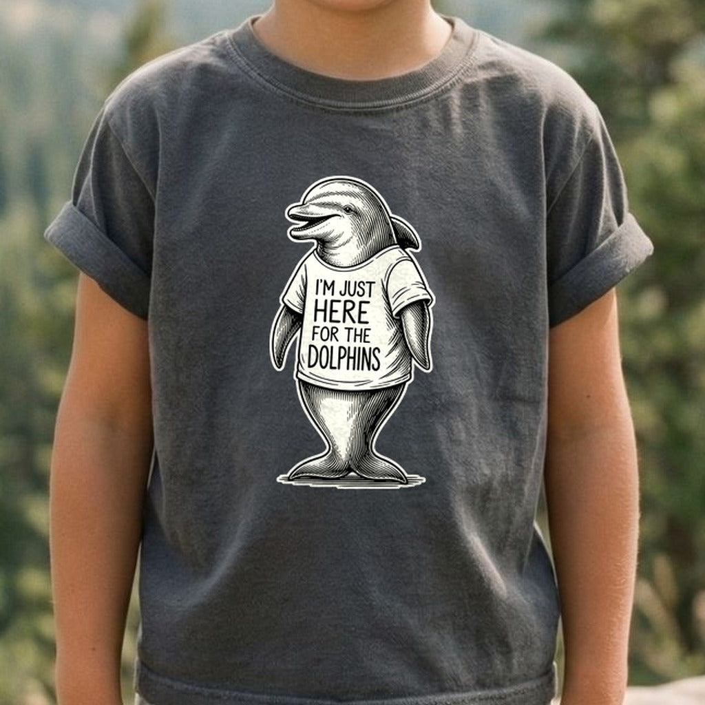 I'm Just Here for the Dolphins Kids Cotton T-Shirt
