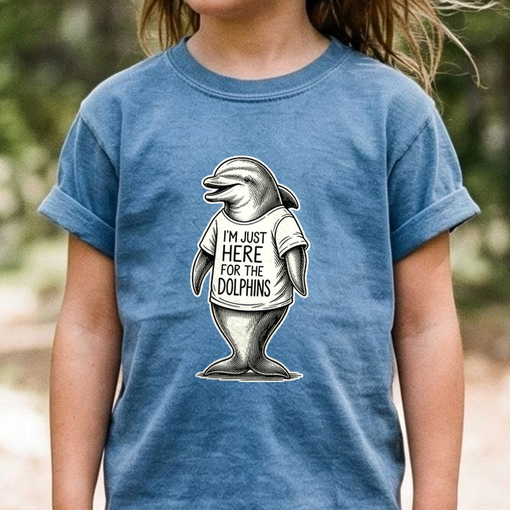 I'm Just Here for the Dolphins Kids Cotton T-Shirt