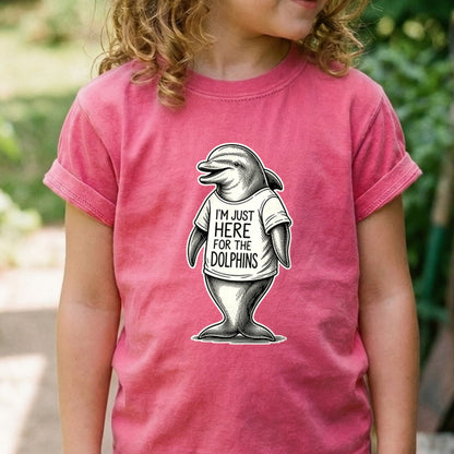 I'm Just Here for the Dolphins Kids Cotton T-Shirt