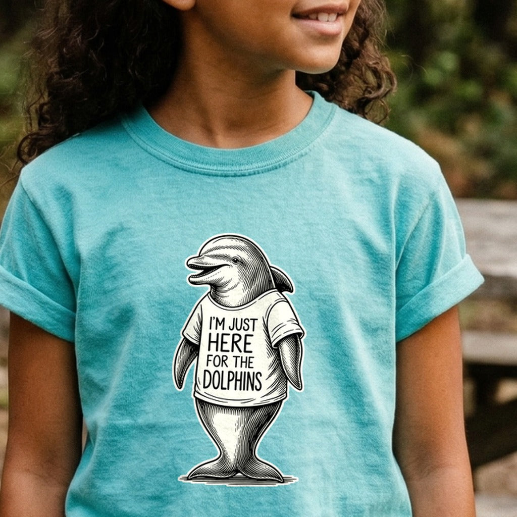 I'm Just Here for the Dolphins Kids Cotton T-Shirt