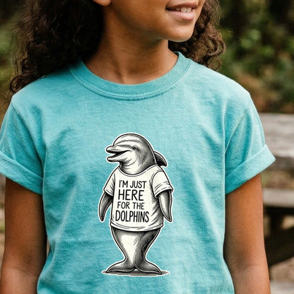 I'm Just Here for the Dolphins Kids Cotton T-Shirt