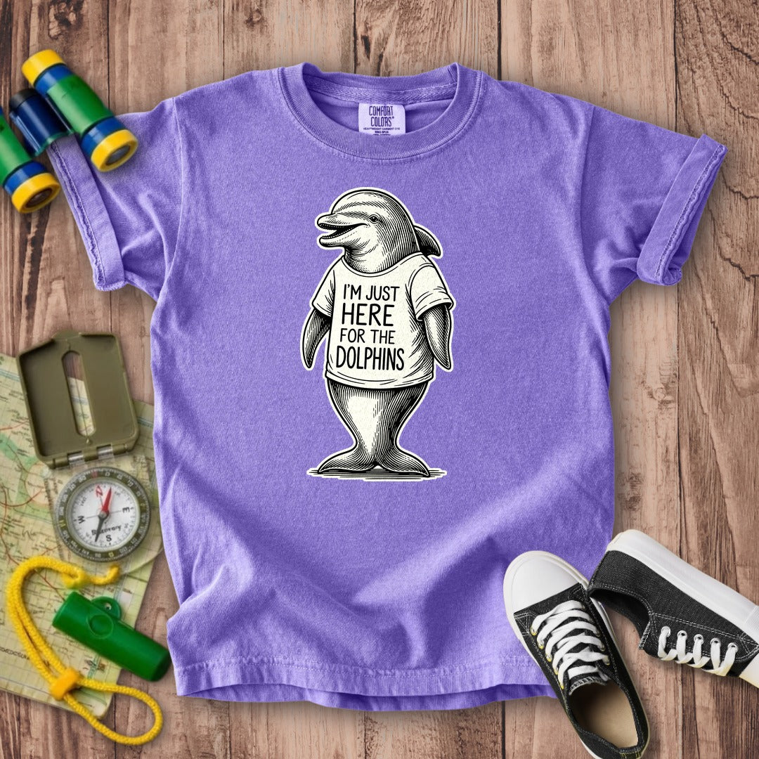 I'm Just Here for the Dolphins Kids Cotton T-Shirt