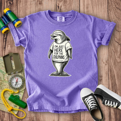 I'm Just Here for the Dolphins Kids Cotton T-Shirt