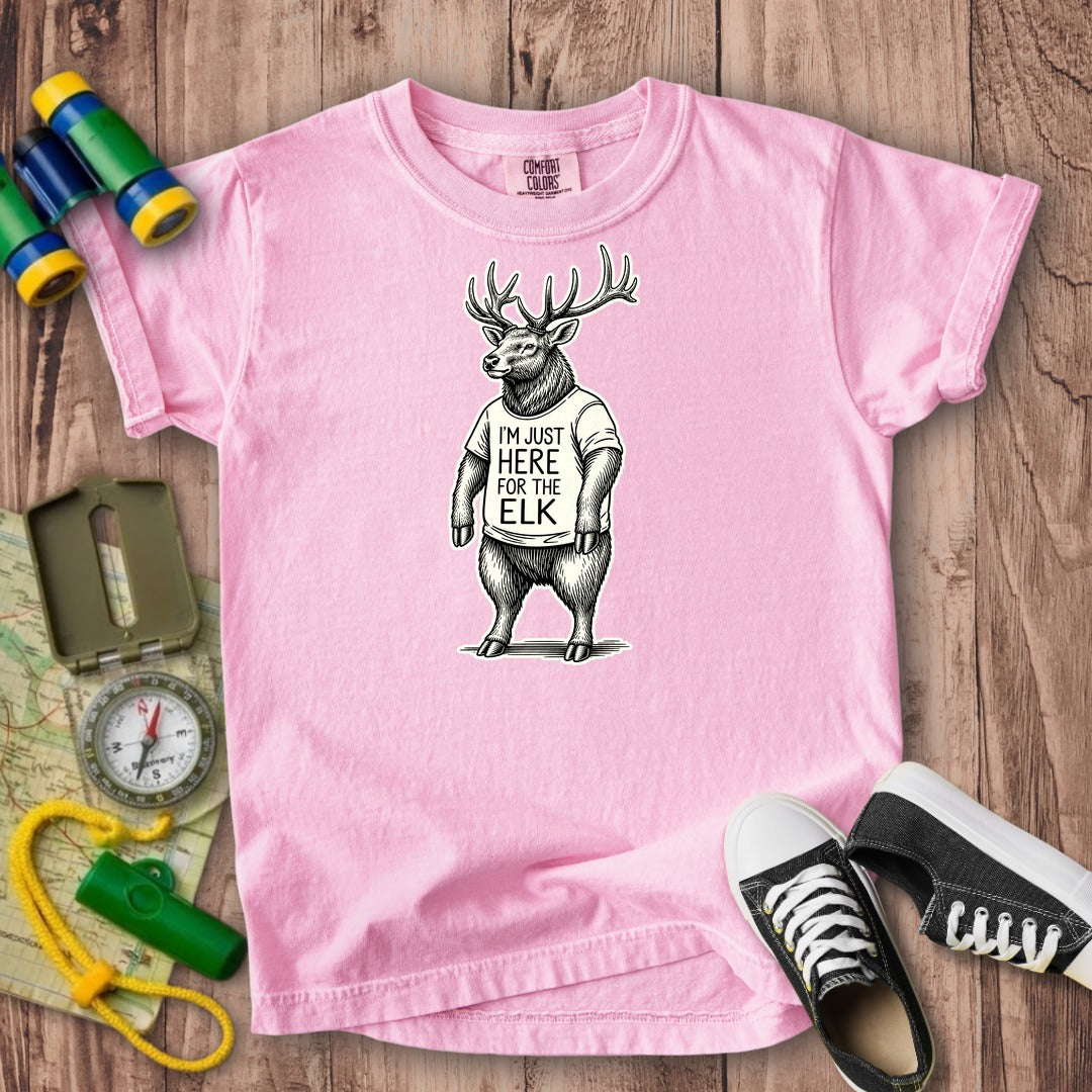 I'm Just Here for the Elk Kids Cotton T-Shirt