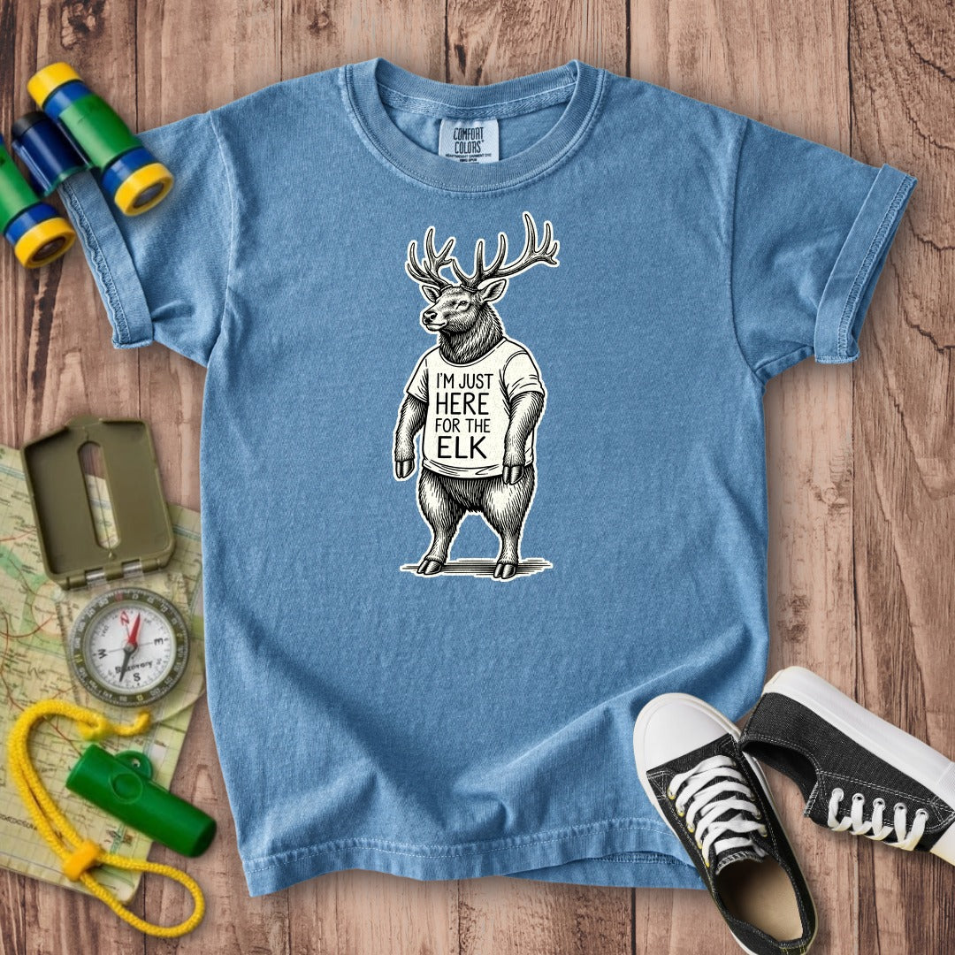 I'm Just Here for the Elk Kids Cotton T-Shirt