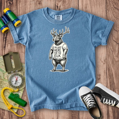 I'm Just Here for the Elk Kids Cotton T-Shirt
