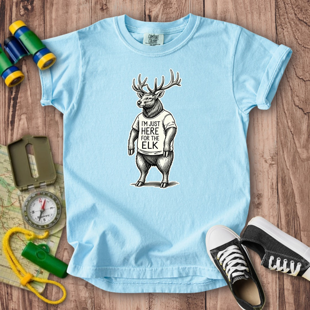 I'm Just Here for the Elk Kids Cotton T-Shirt