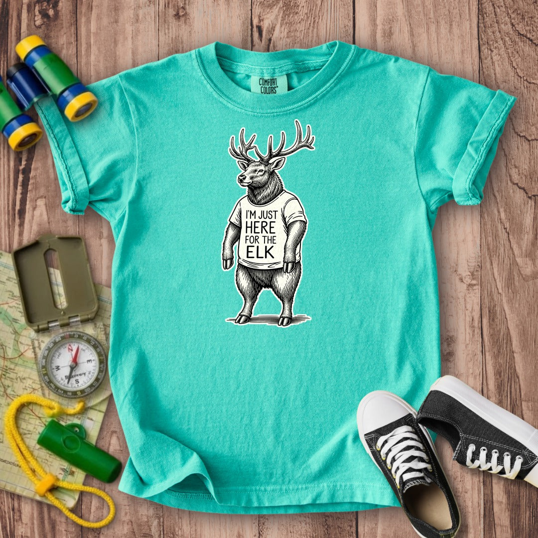 I'm Just Here for the Elk Kids Cotton T-Shirt
