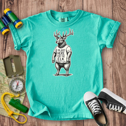 I'm Just Here for the Elk Kids Cotton T-Shirt