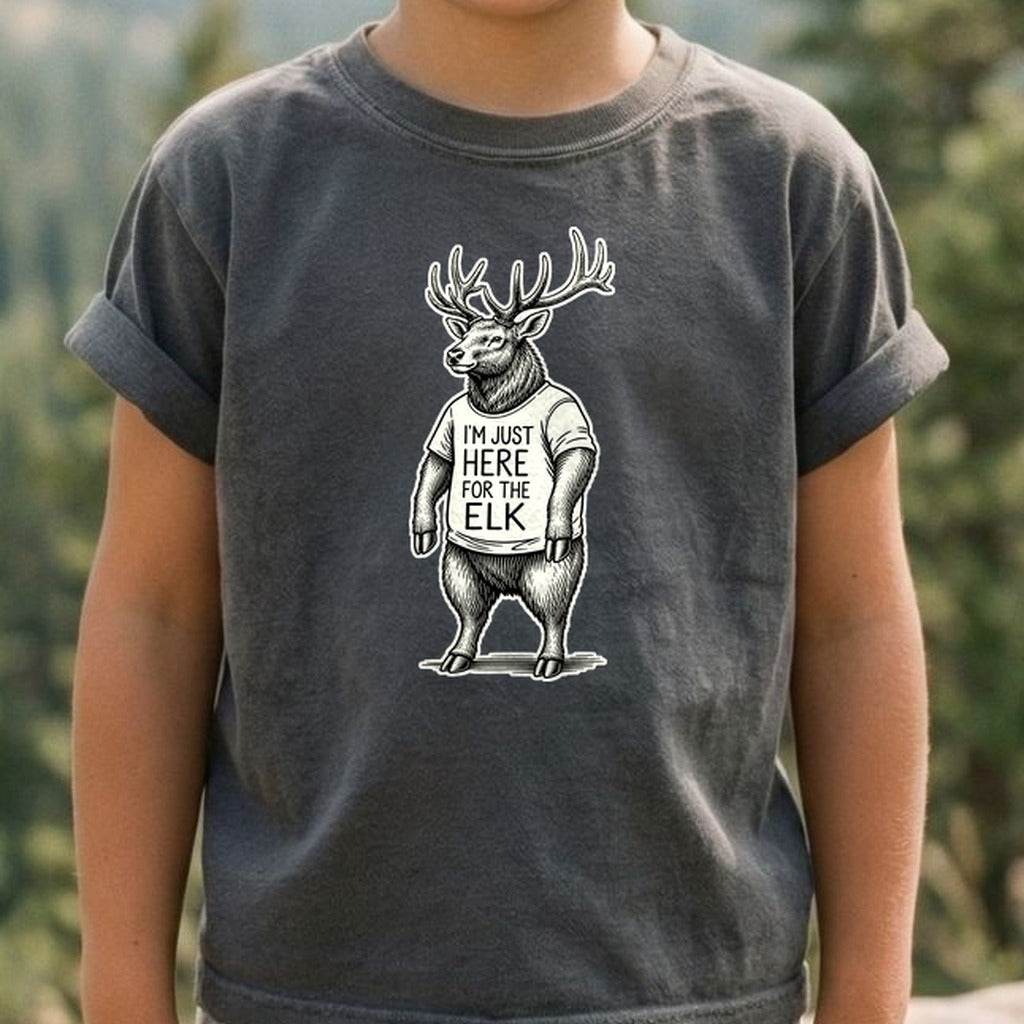 I'm Just Here for the Elk Kids Cotton T-Shirt