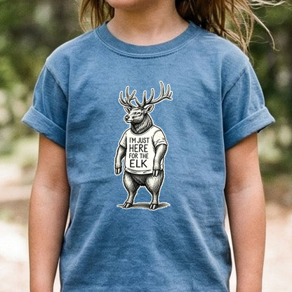 I'm Just Here for the Elk Kids Cotton T-Shirt