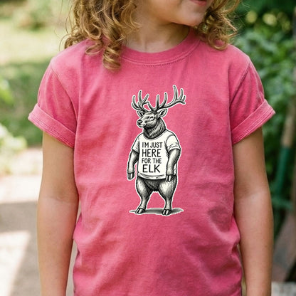 I'm Just Here for the Elk Kids Cotton T-Shirt