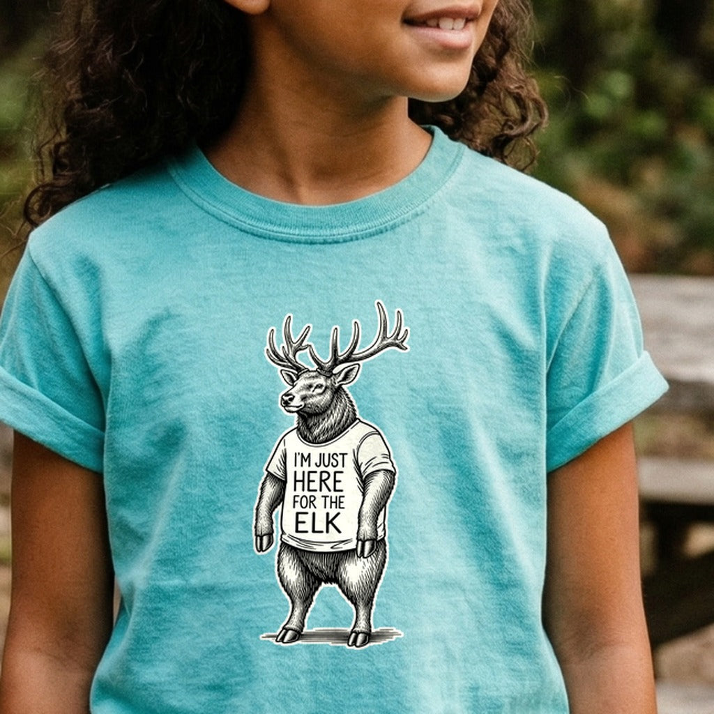 I'm Just Here for the Elk Kids Cotton T-Shirt