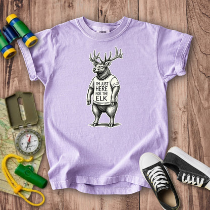 I'm Just Here for the Elk Kids Cotton T-Shirt