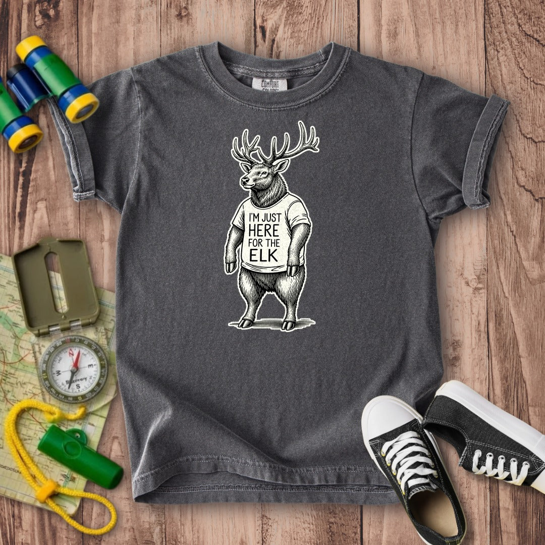 I'm Just Here for the Elk Kids Cotton T-Shirt