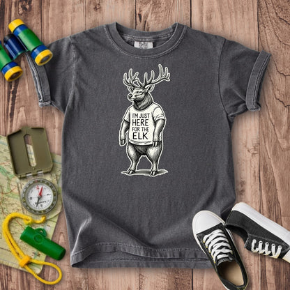 I'm Just Here for the Elk Kids Cotton T-Shirt