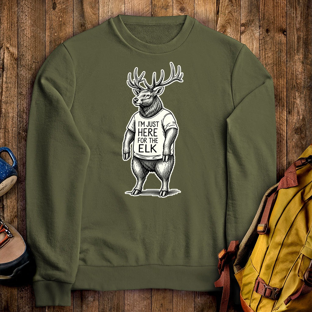 I'm Just Here for the Elk Crewneck Sweatshirt