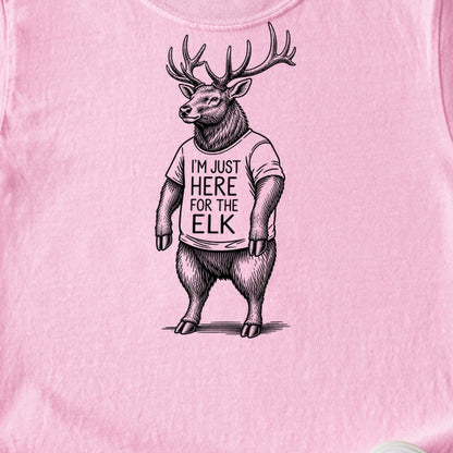 I'm Just Here for the Elk Kids Cotton T-Shirt