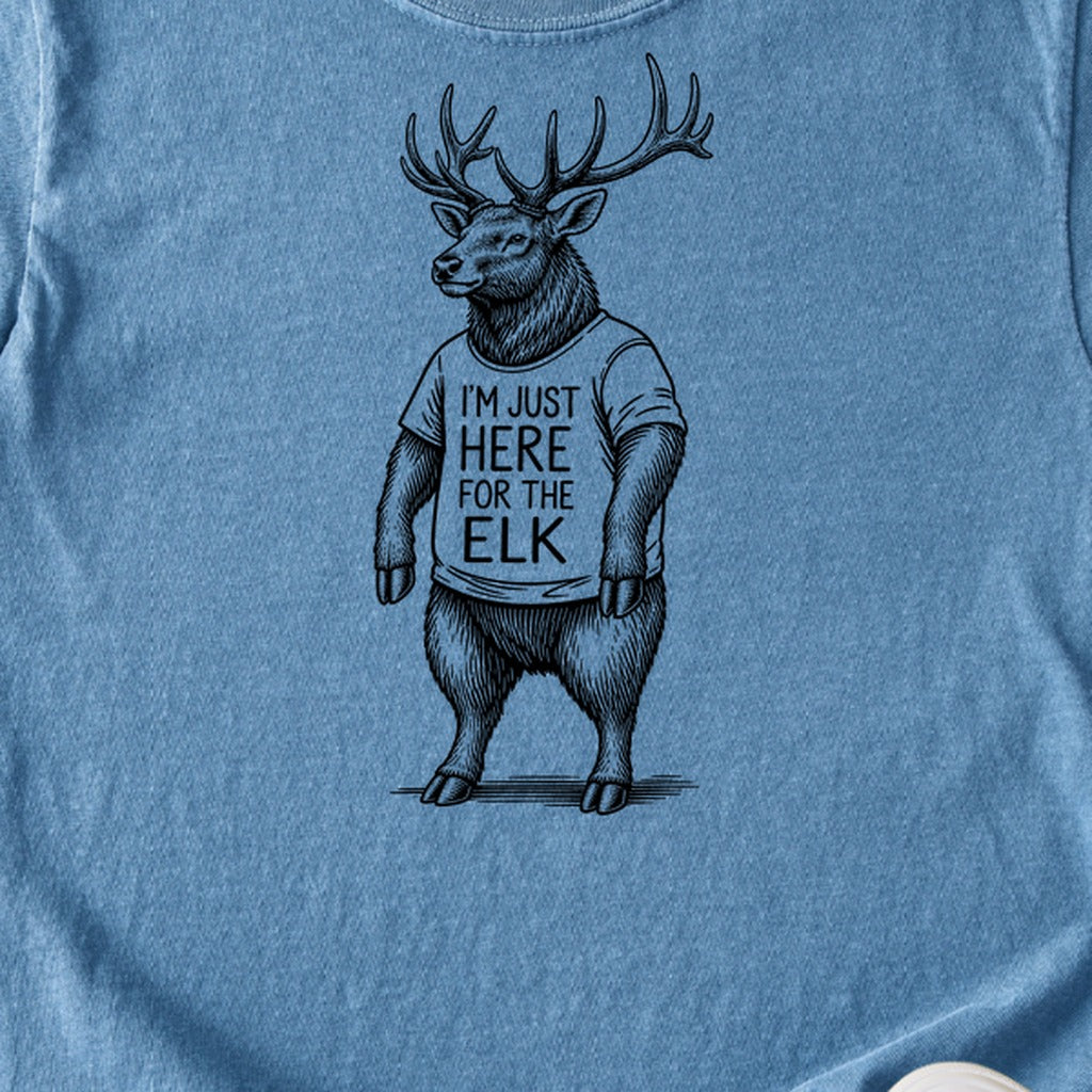 I'm Just Here for the Elk Kids Cotton T-Shirt