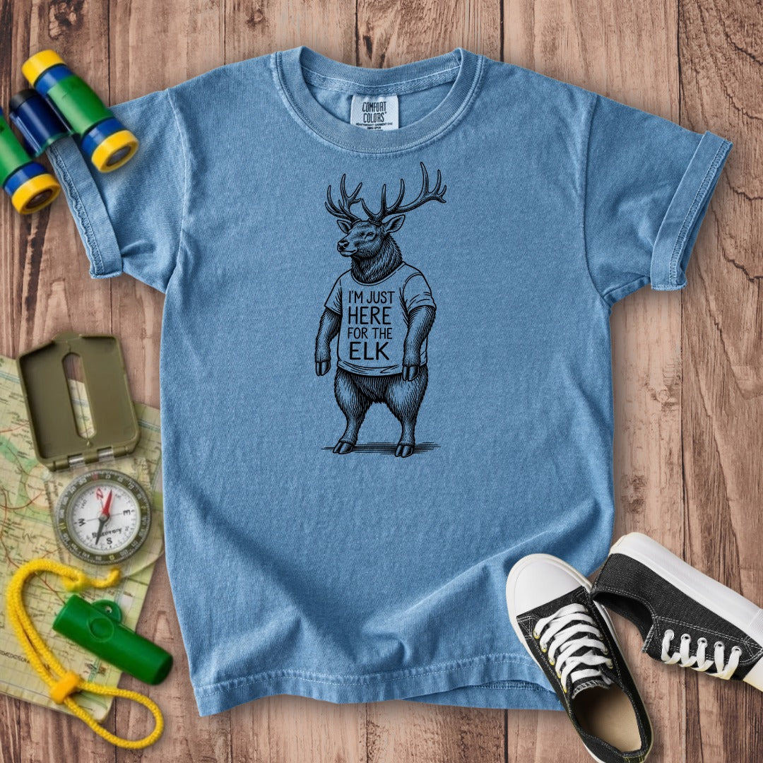 I'm Just Here for the Elk Kids Cotton T-Shirt