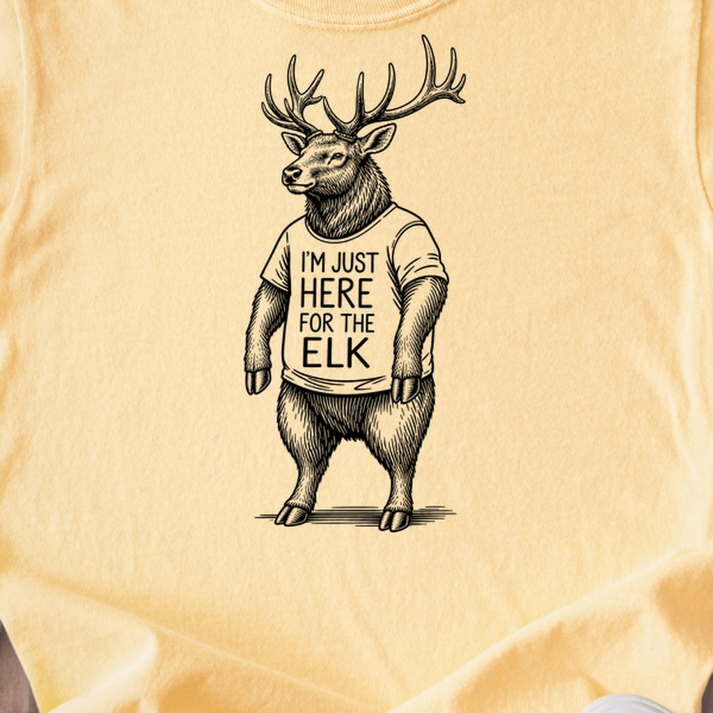 I'm Just Here for the Elk Kids Cotton T-Shirt