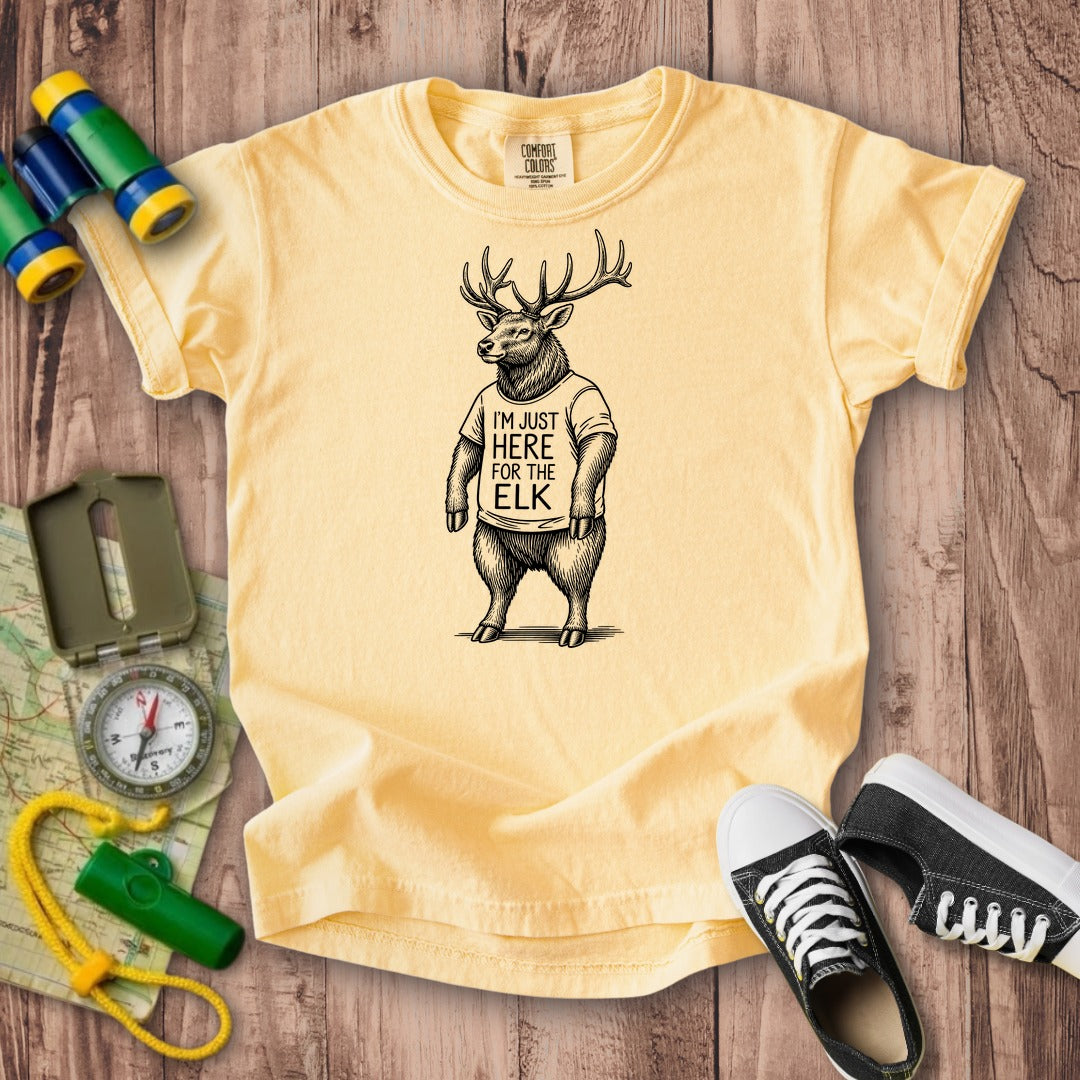 I'm Just Here for the Elk Kids Cotton T-Shirt