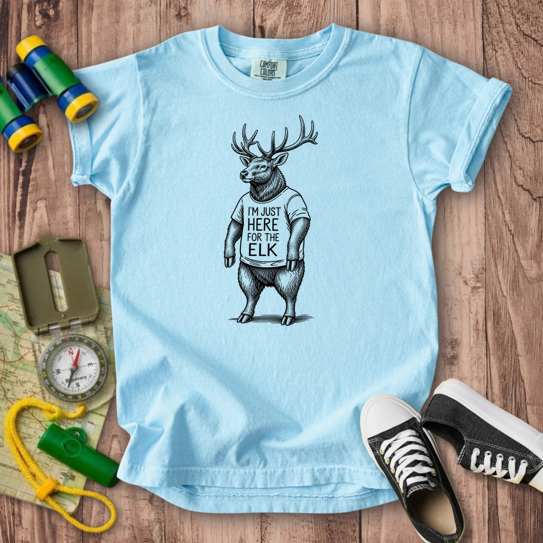 I'm Just Here for the Elk Kids Cotton T-Shirt