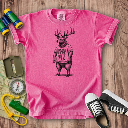 I'm Just Here for the Elk Kids Cotton T-Shirt