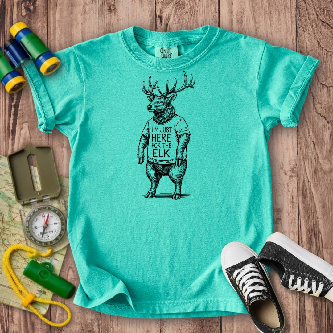 I'm Just Here for the Elk Kids Cotton T-Shirt