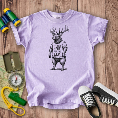 I'm Just Here for the Elk Kids Cotton T-Shirt