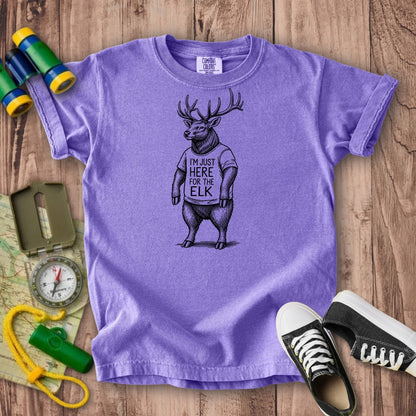 I'm Just Here for the Elk Kids Cotton T-Shirt
