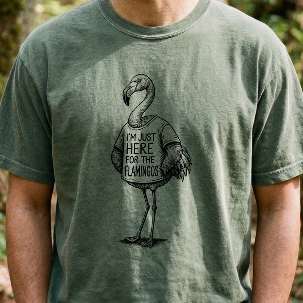 I'm Just Here for the Flamingos Cotton T-Shirt