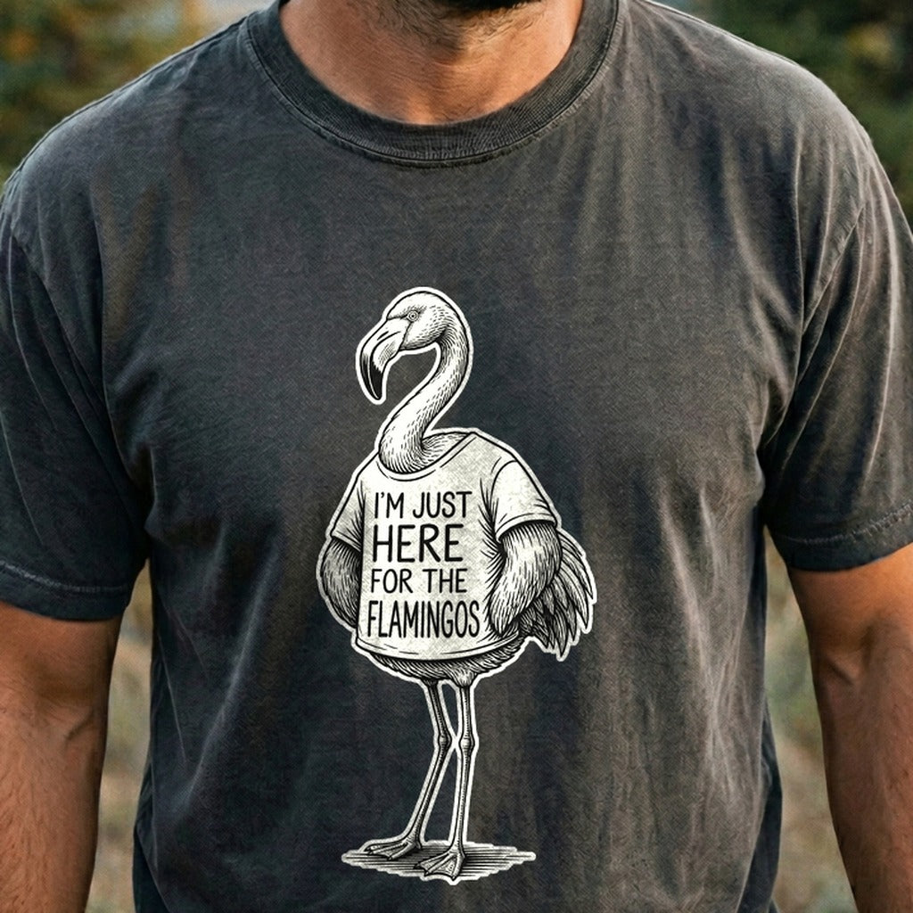 I'm Just Here for the Flamingos Cotton T-Shirt