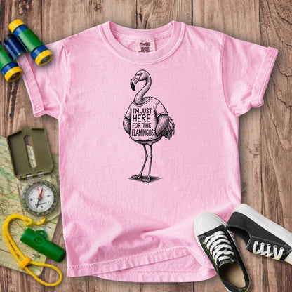I'm Just Here for the Flamingos Kids Cotton T-Shirt