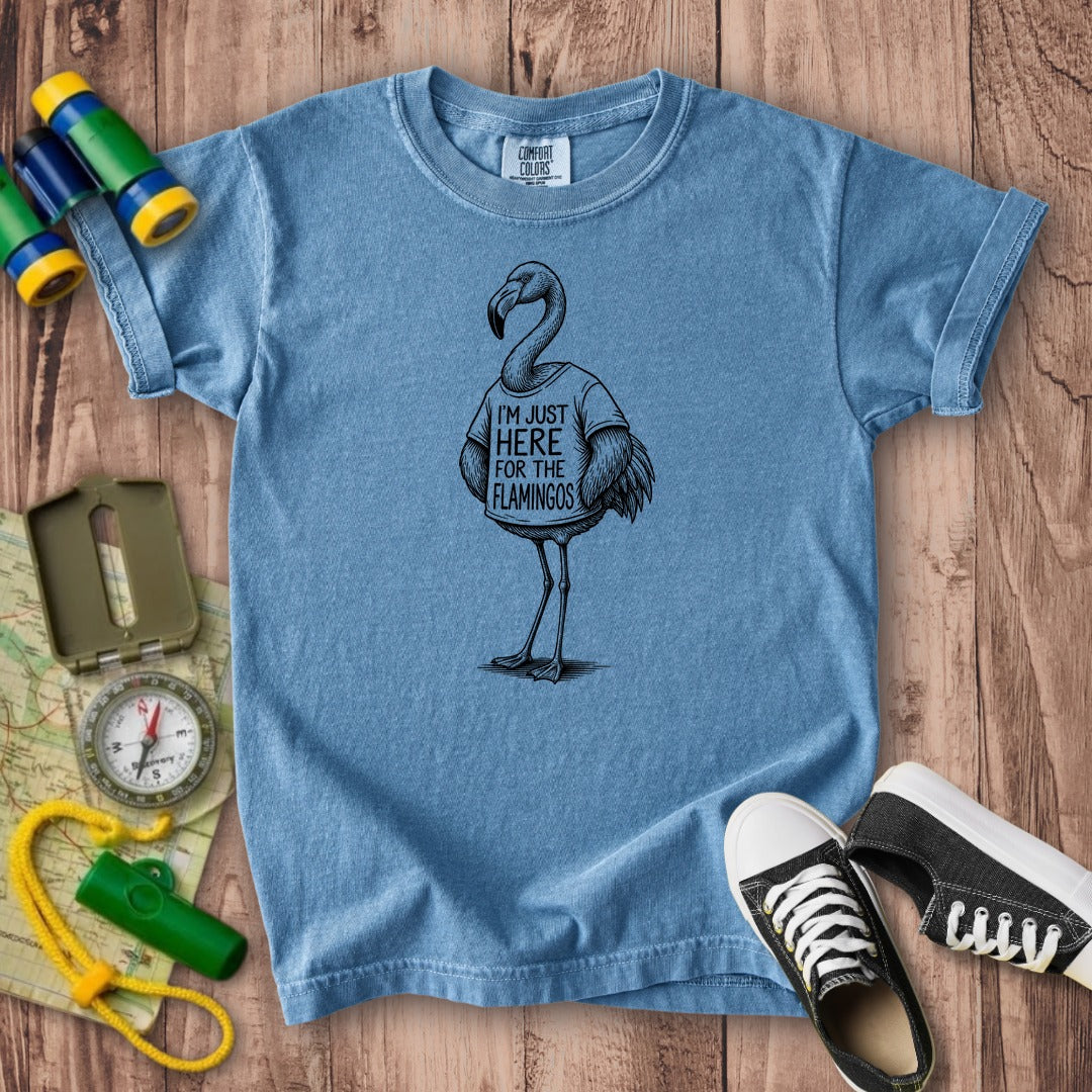 I'm Just Here for the Flamingos Kids Cotton T-Shirt