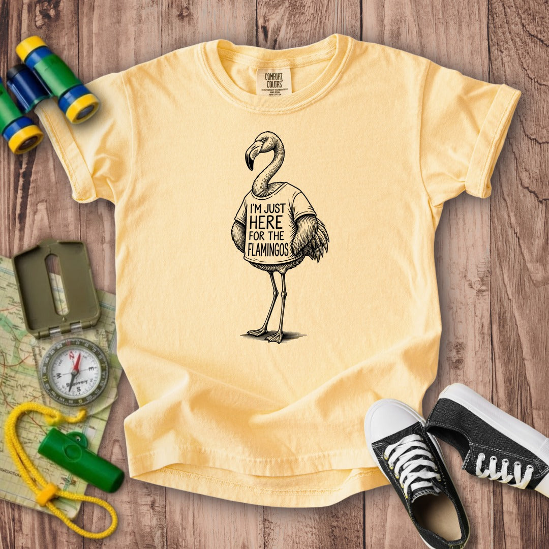 I'm Just Here for the Flamingos Kids Cotton T-Shirt