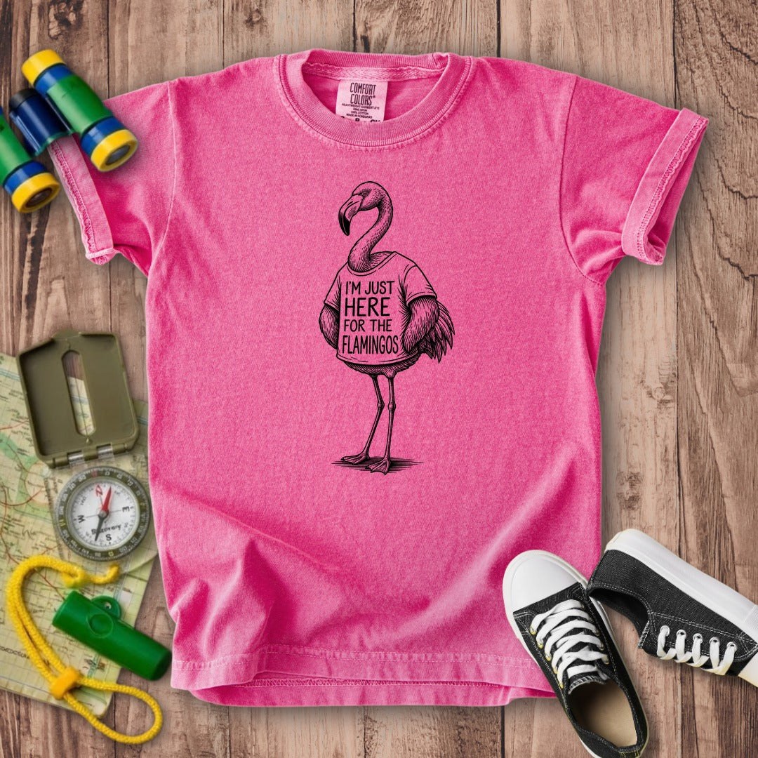 I'm Just Here for the Flamingos Kids Cotton T-Shirt