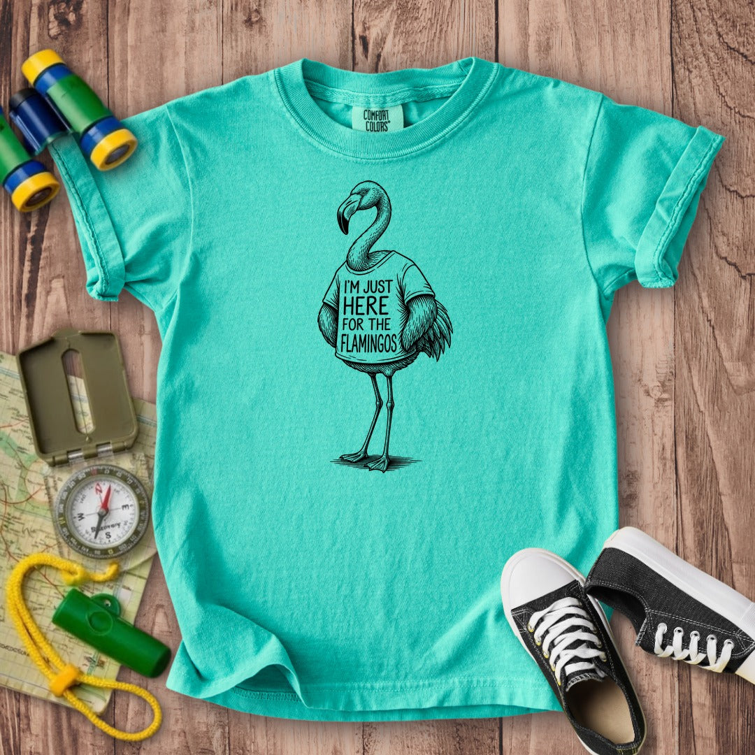I'm Just Here for the Flamingos Kids Cotton T-Shirt