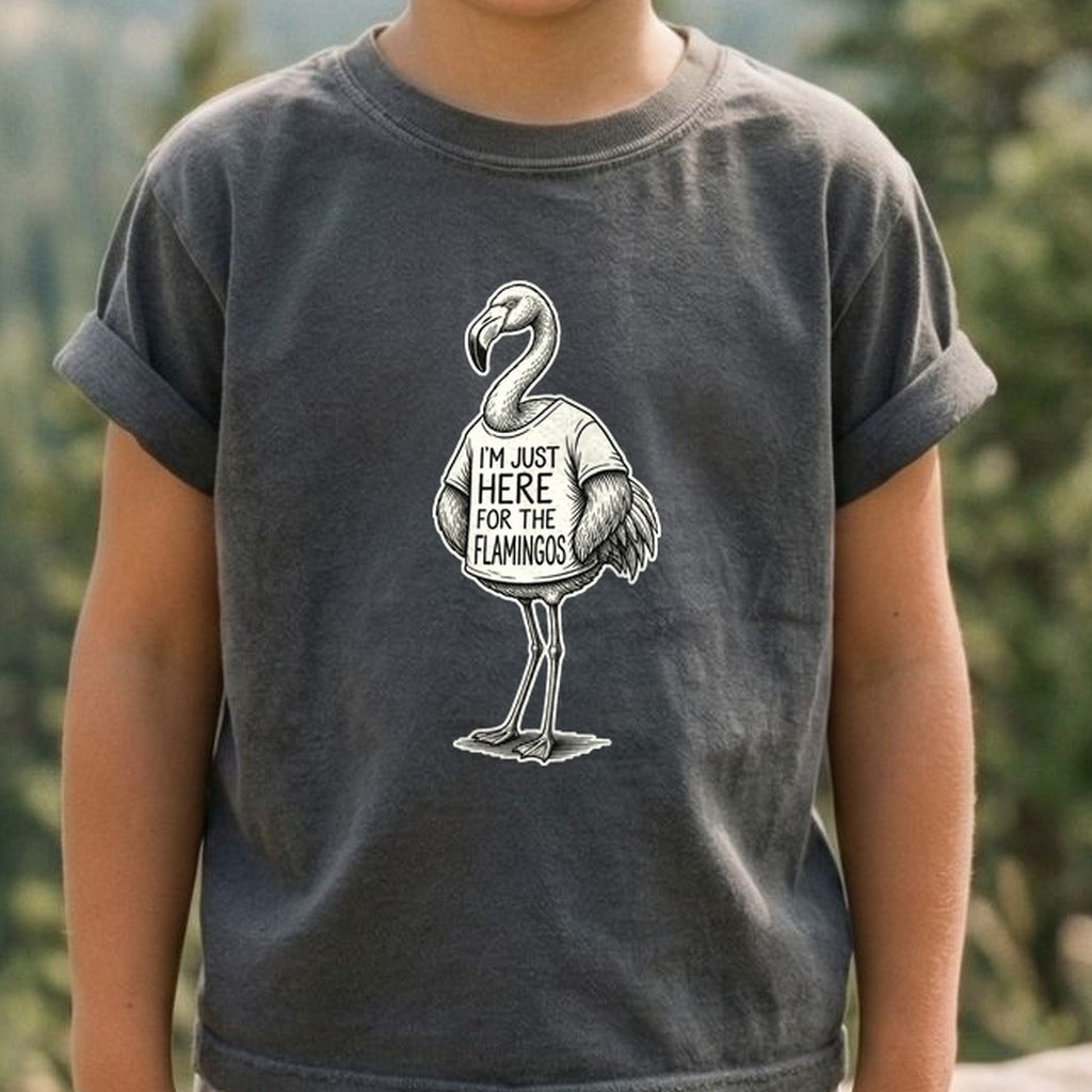 I'm Just Here for the Flamingos Kids Cotton T-Shirt