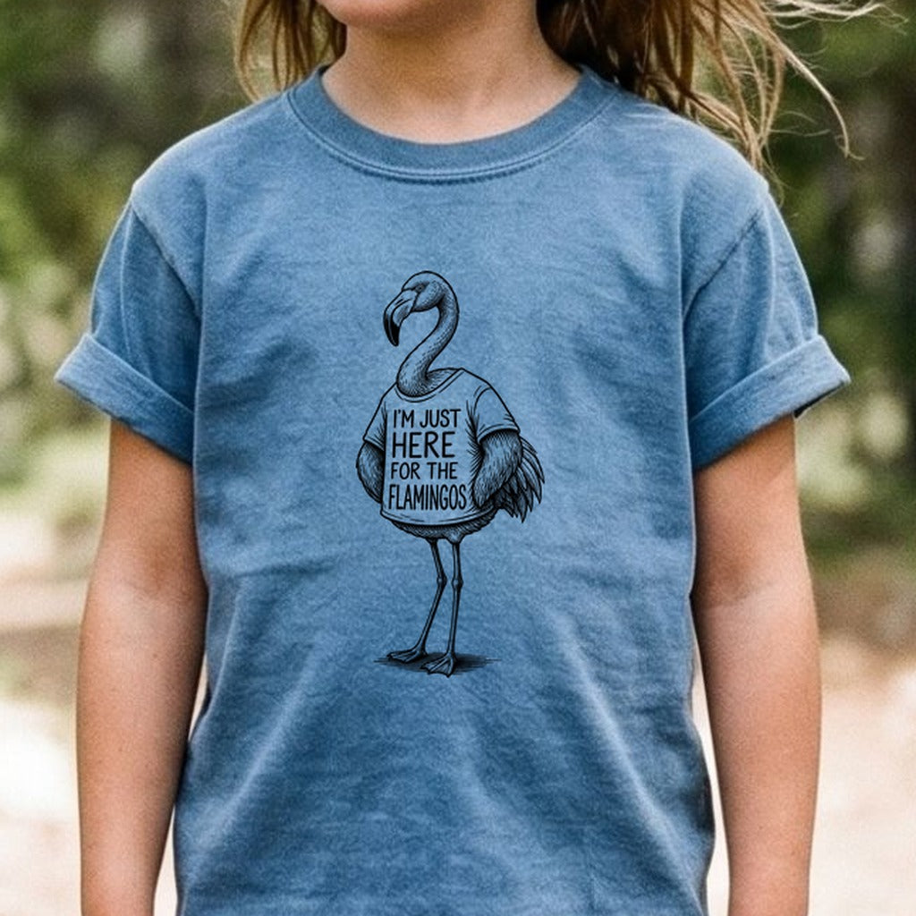I'm Just Here for the Flamingos Kids Cotton T-Shirt