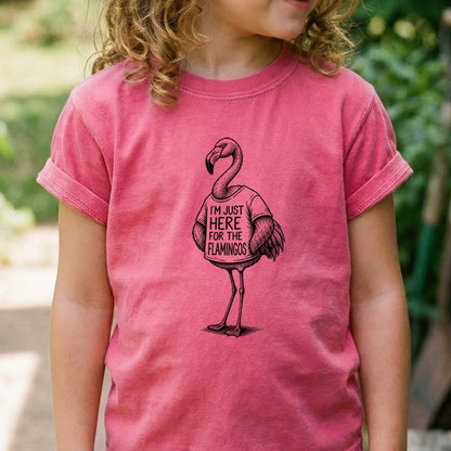 I'm Just Here for the Flamingos Kids Cotton T-Shirt